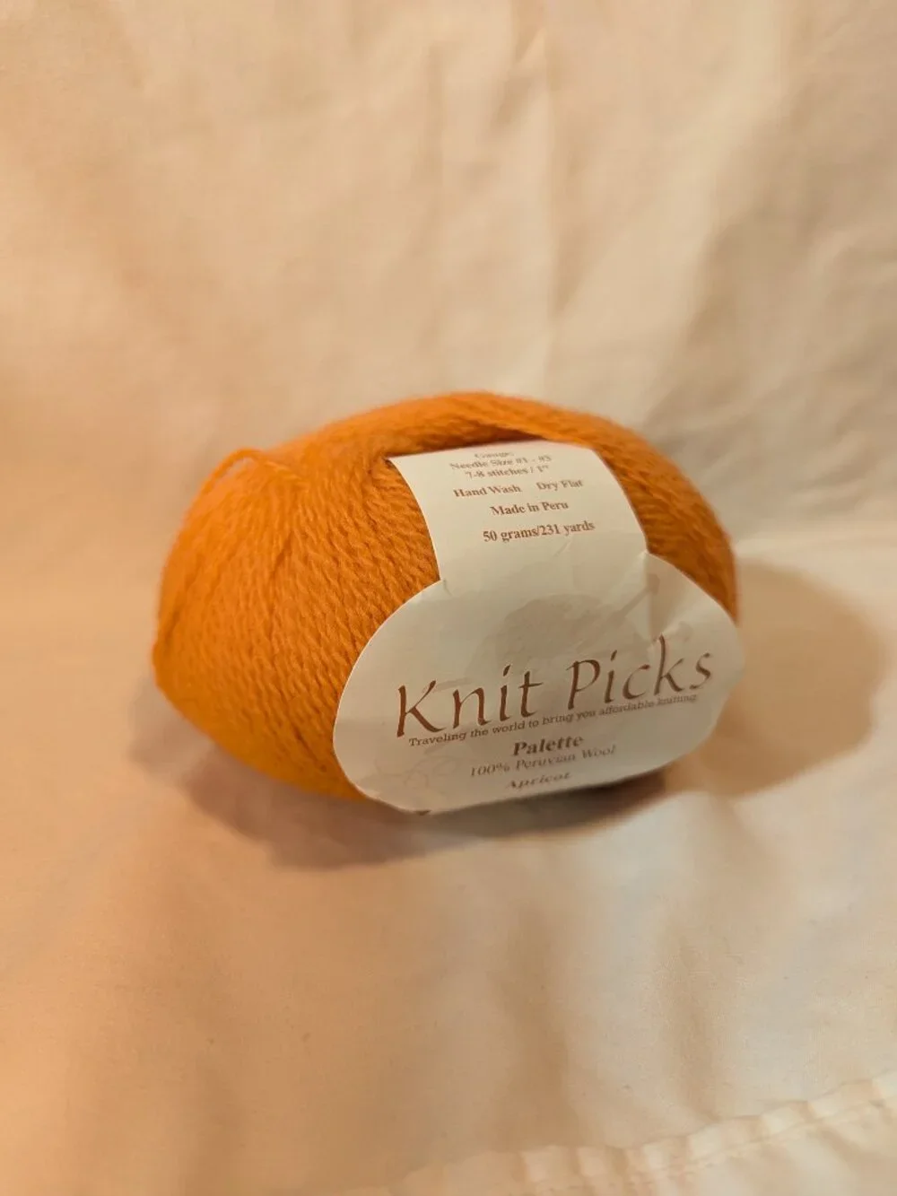 Knit Picks Palette Apricot Yarn Peru Wool 50g 231yd Orange